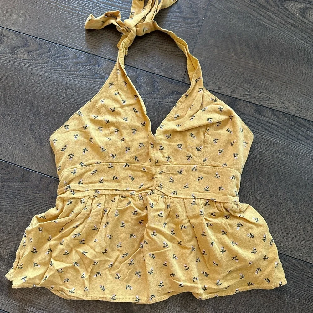 American Eagle Outfitters Yellow Floral Tank Top Size Small - Picture 2 of 5